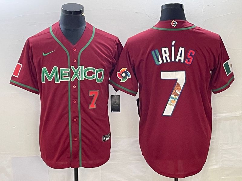 Men 2023 World Cub Mexico #7 Urias Red camo Nike MLB Jersey9